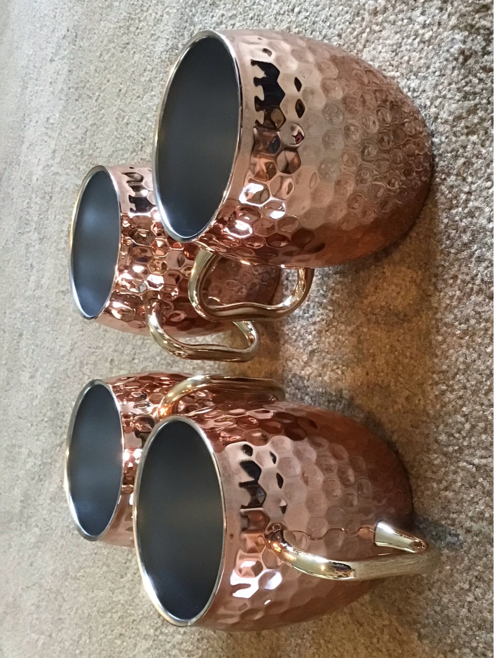 Set of 4 Moscow Mule Mugs Copper Plate Hammered Finish